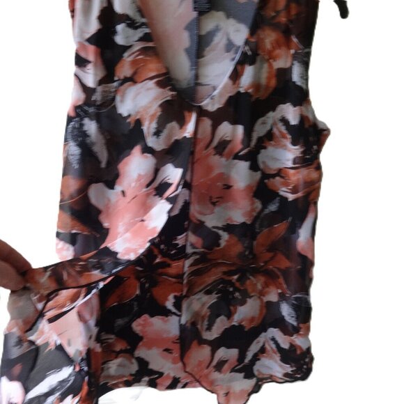 Adele & May size L sleeveless v neck top with sheer overlay, poly & spandex  VGC - Picture 6 of 15